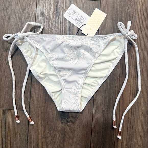 Eberjey Other - Eberjey Floral Side Tie Bikini Bottom White Large NWT Luxury Swim